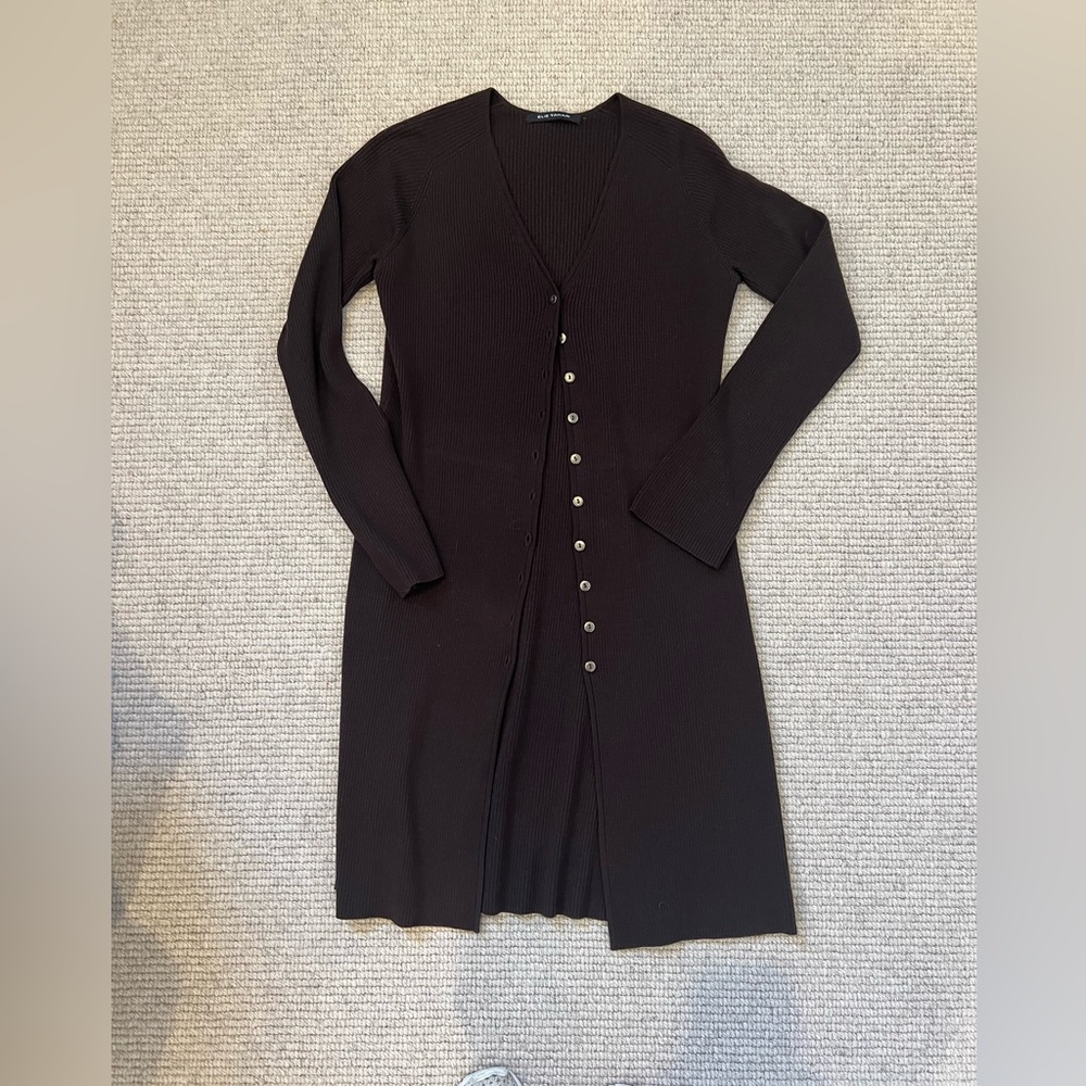 Elie Tahari Ribbed Knit Long Cardigan